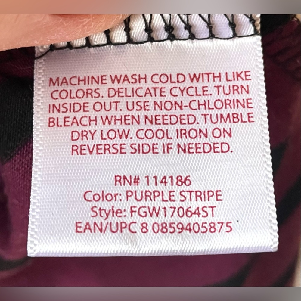 Faded Glory Plum Purple Black Stripe Lace Front Cap Sleeve Knit Top 4X 26W 28W - Picture 5 of 5